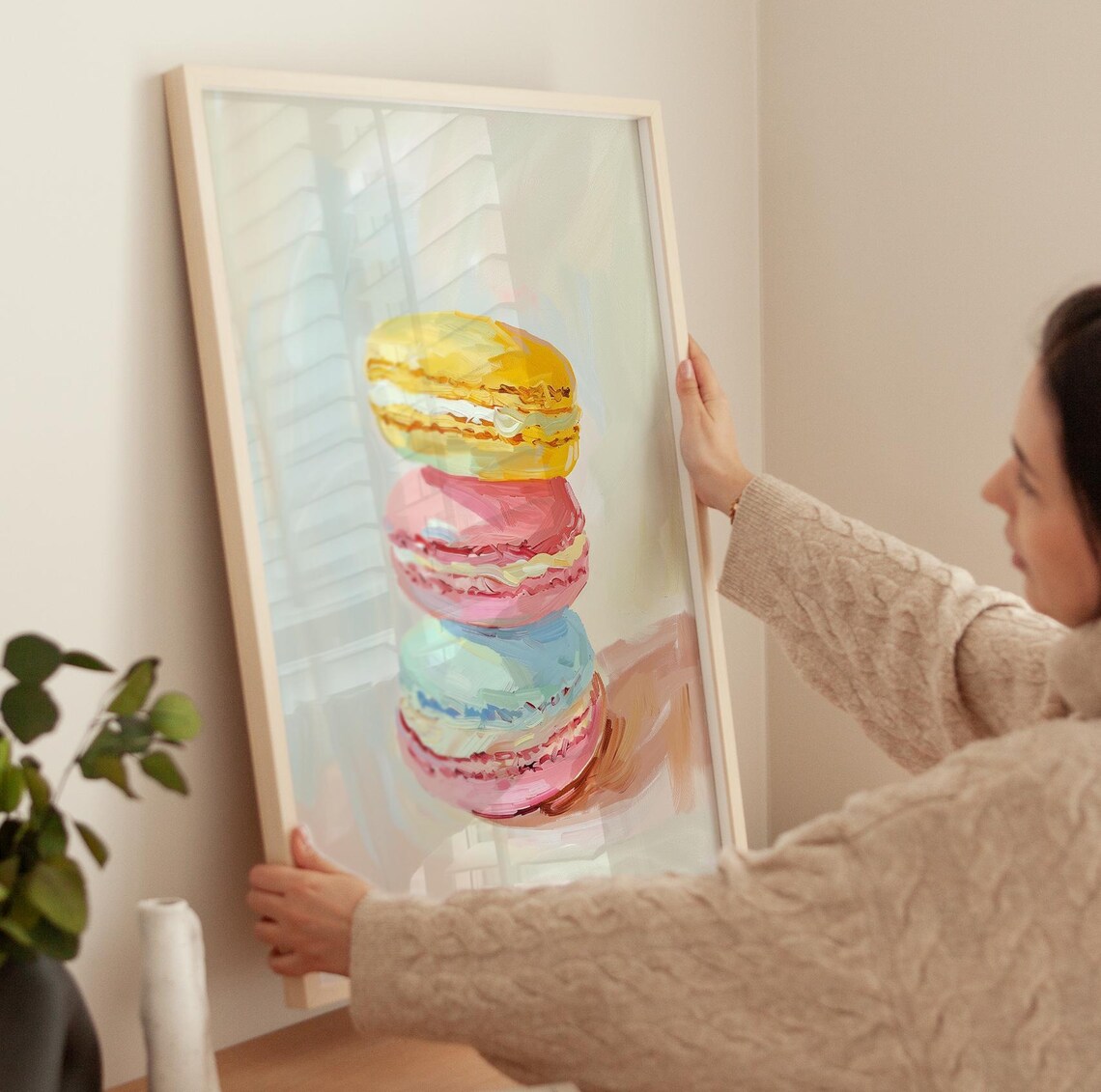 Stacked French Macarons Pastel Dessert Painting Sweet Art Poster - Image 3