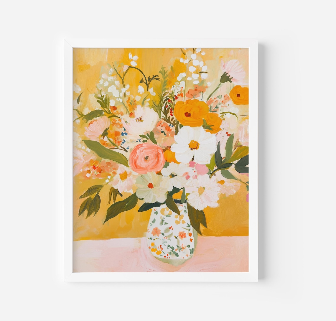 Colorful Floral Abstract Art, Modern Home Decor