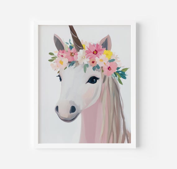 Pastel Unicorn Fantasy Nursery Wall Art Print