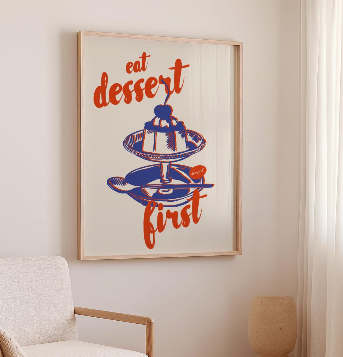 Eat Dessert First Cherry Treat Retro Sweet Tooth Kitchen Quote Poster - Image 3