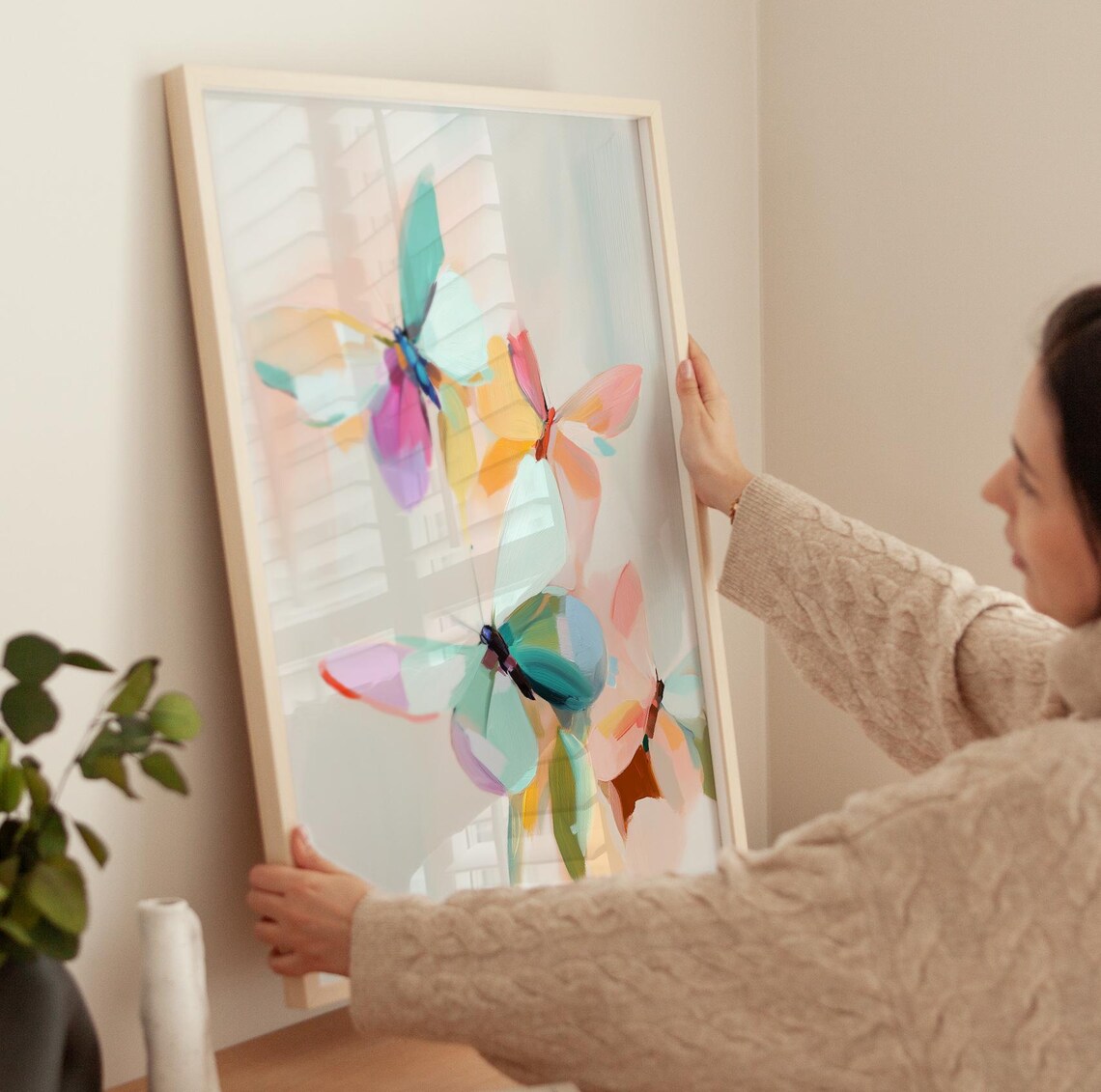 Pastel Butterflies Abstract Art Print, Tween Room Decor - Image 3