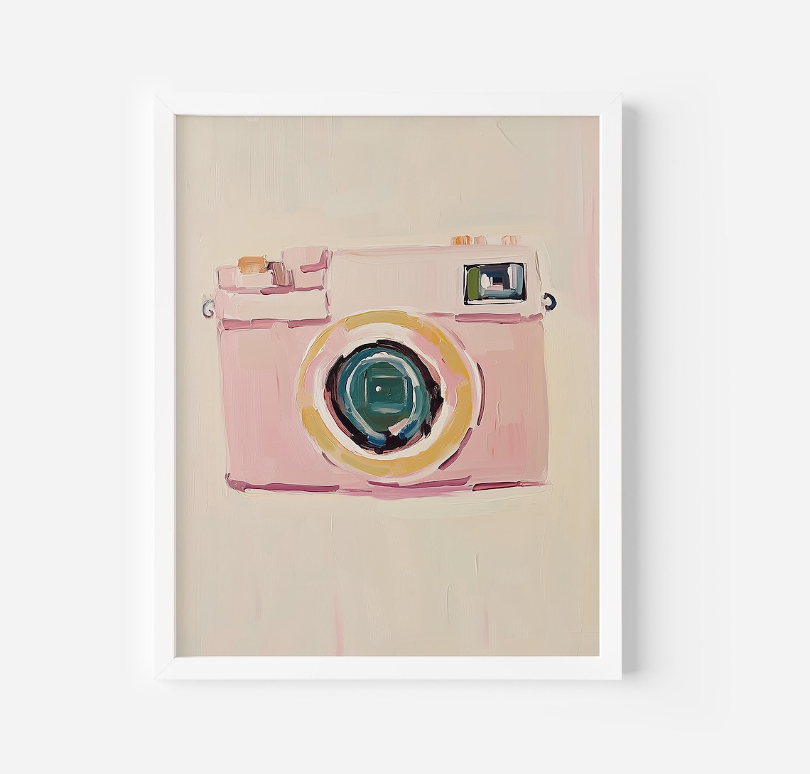 Pink Vintage Camera Painting Retro Photography Lover Wall Poster