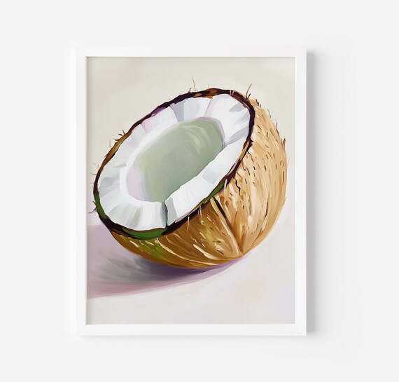 Coconut Kitchen Wall Art Coconut Wall Decor Tropical Fruit Art Print Acrylic Painting Boho Wall Art