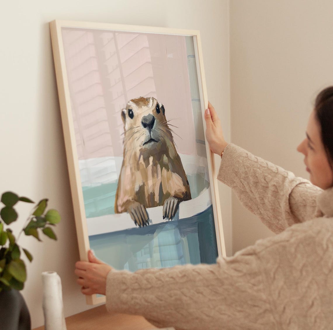 Funny Capybara Relaxing In Bathtub Tropical Bathroom Art Poster - Image 4