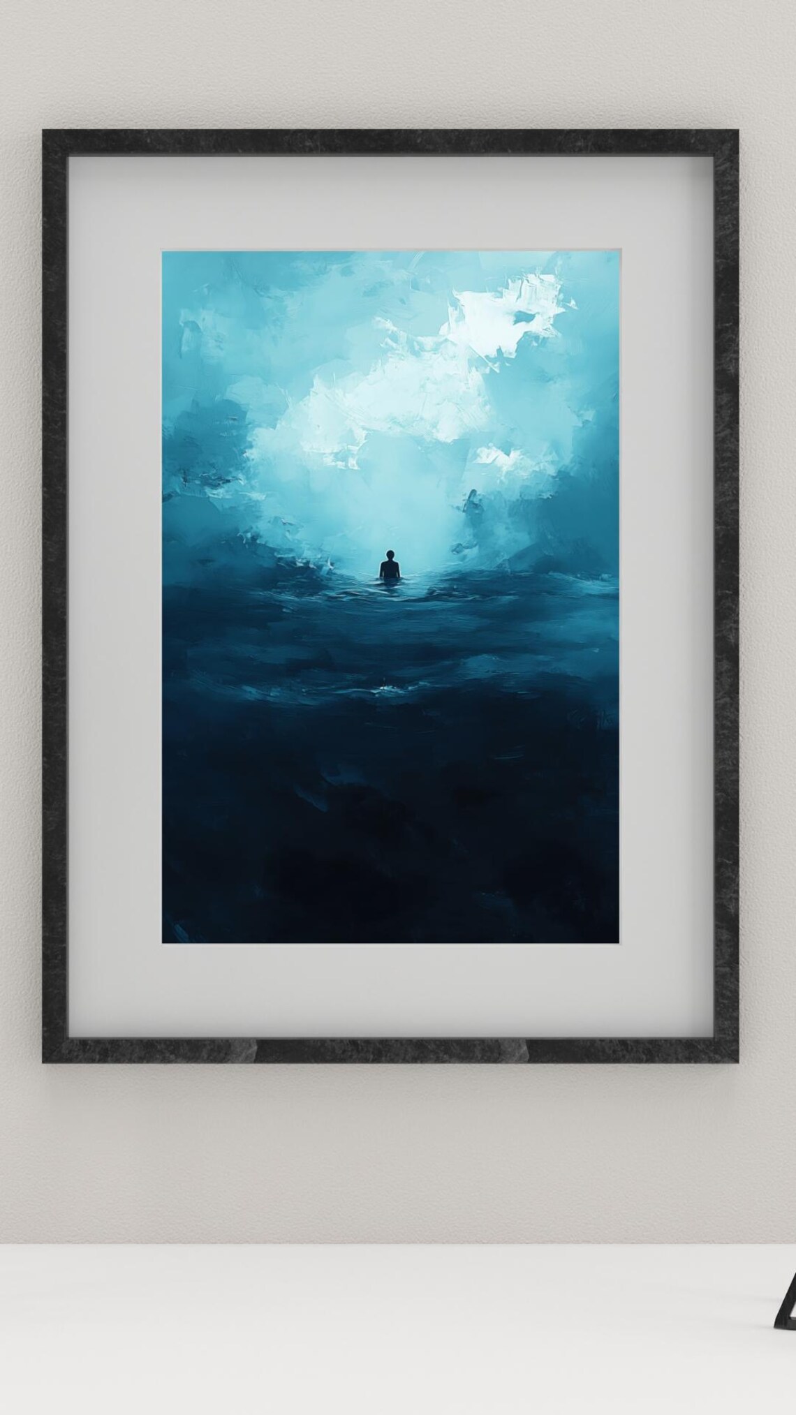 Solitude In Blue, Abstract Ocean Painting - Image 3