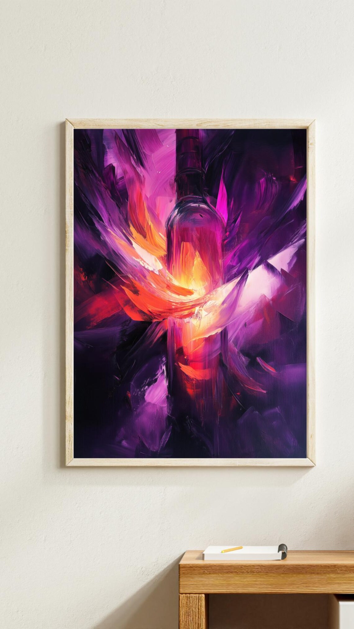 Abstract Wine Bottle Art Print, Kitchen Decor - Image 5