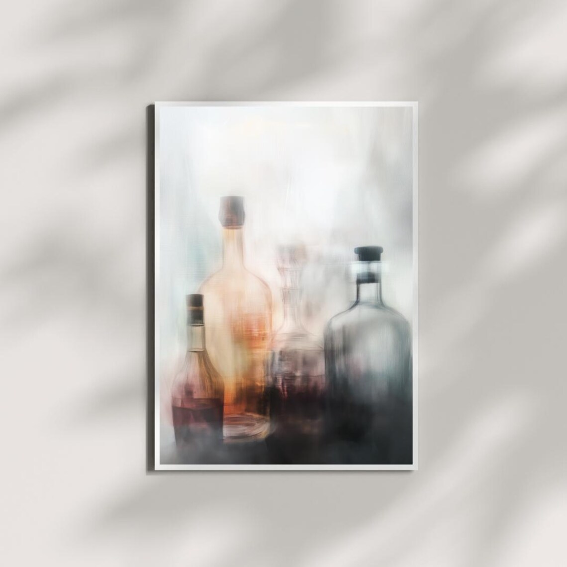 Muted Still Life Bottles, Dreamy Minimalist Art Print