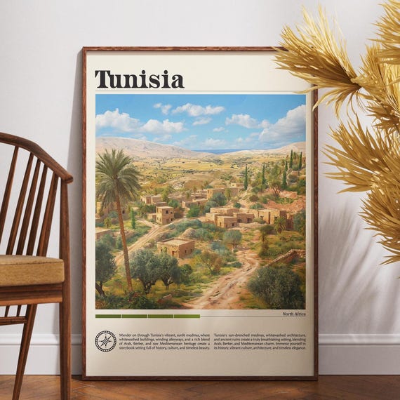 Tunisia Travel Print Africa Poster Wall Art Tunis