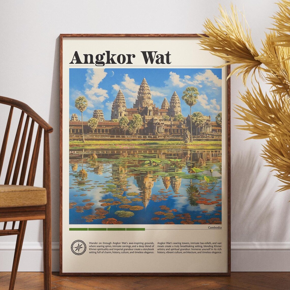 Angkor Wat Travel Poster, Cambodia Wall Art