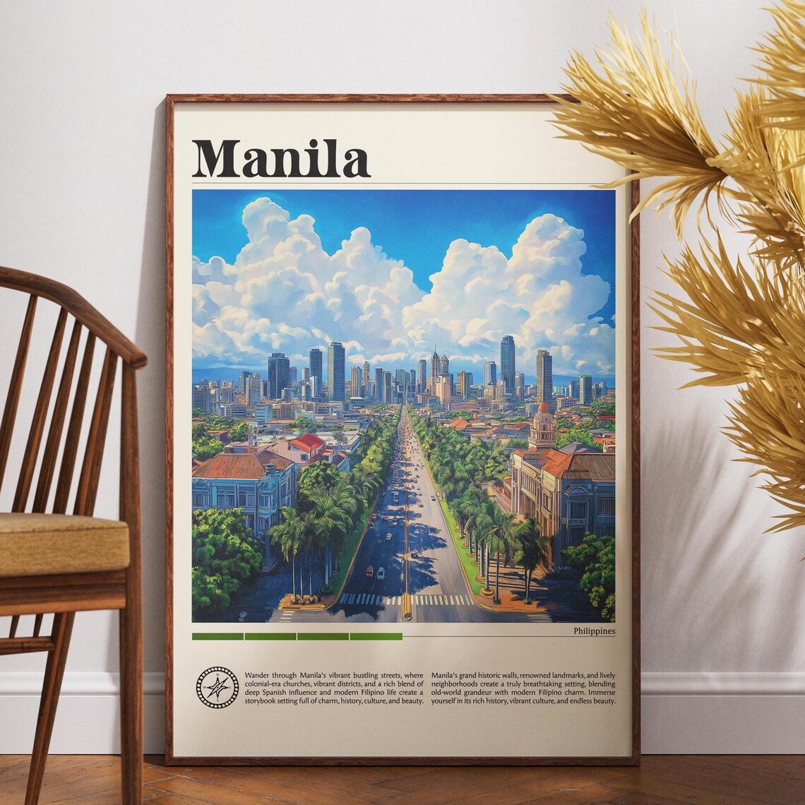 Manila Philippines Grand Avenue Skyline Historic City Travel Poster