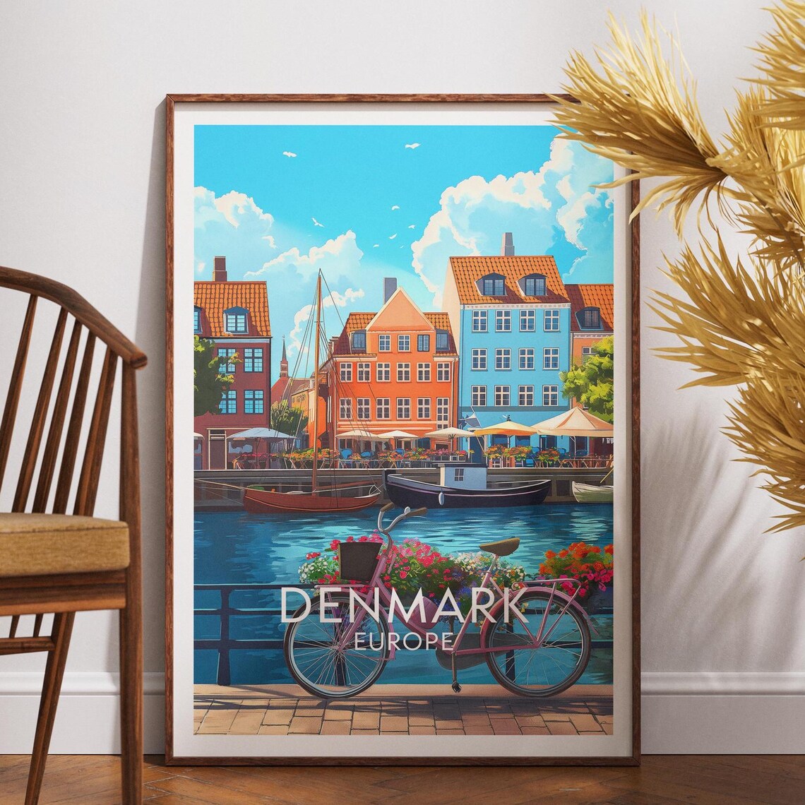 Denmark Travel Poster, Copenhagen Scandinavia