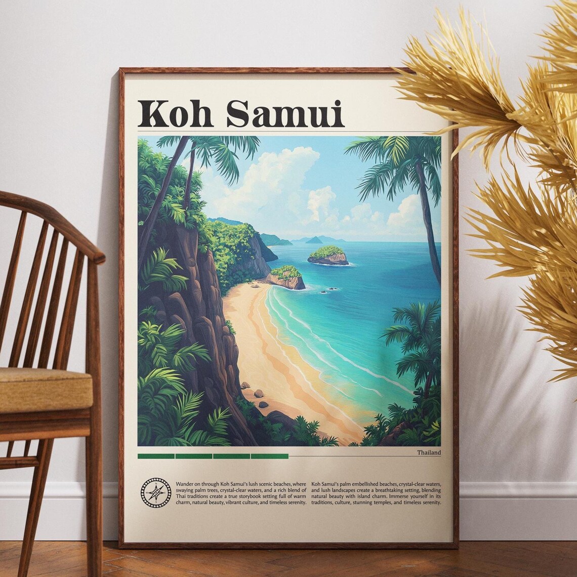 Koh Samui Thailand Cliffside Beach Cove Tropical Travel Poster