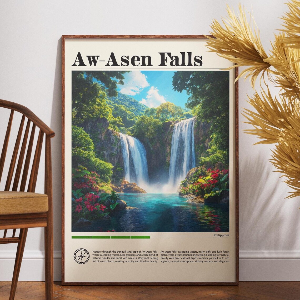 Aw-Asen Falls Philippines Jungle Waterfall Mist Travel Poster