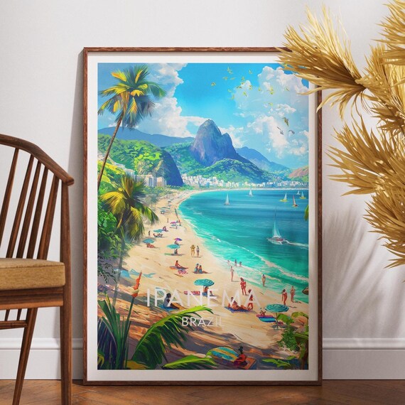 Ipanema Travel Print Brazil Poster Wall Art Rio South America De Janeiro