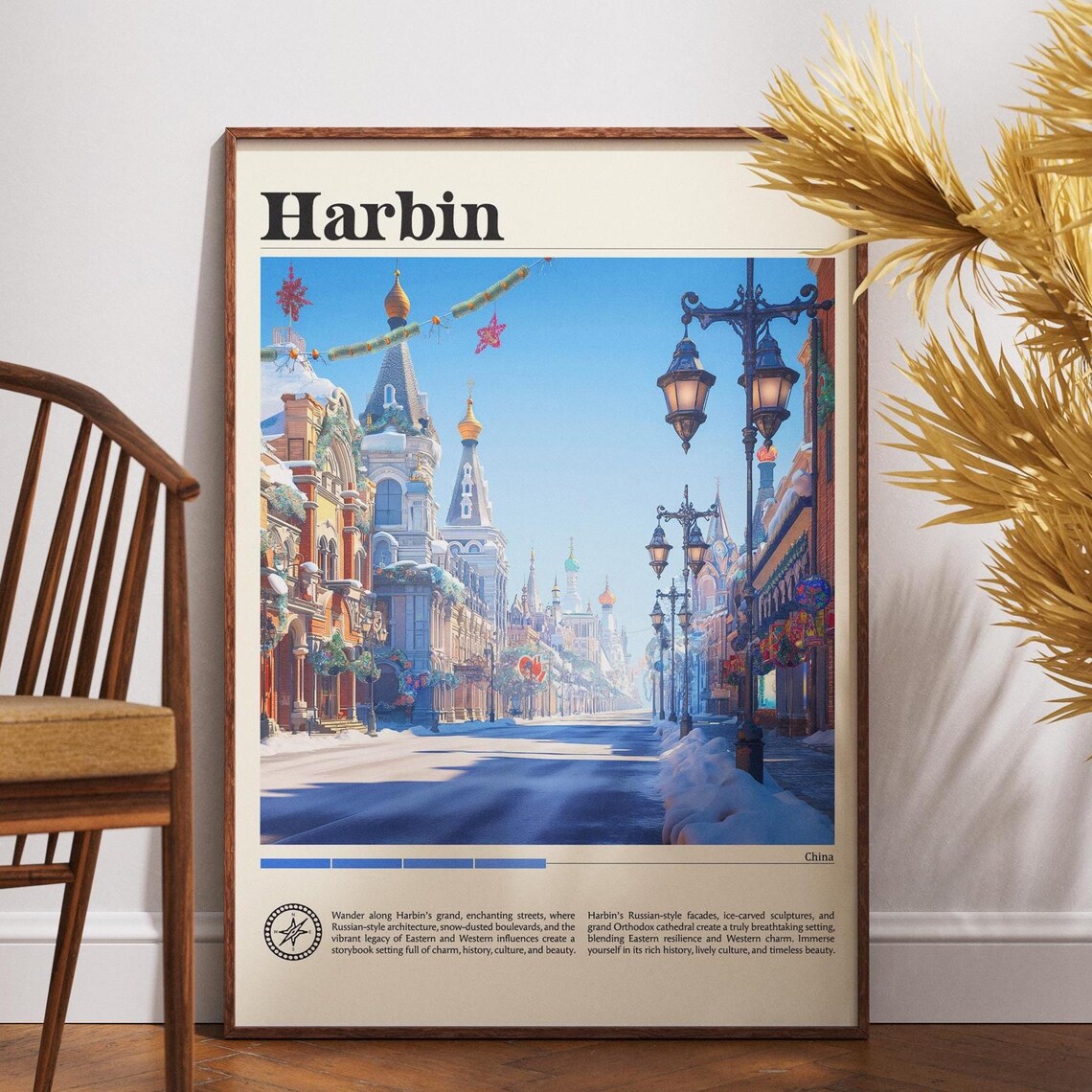 Harbin China Snowy Street Russian Architecture Winter Travel Poster
