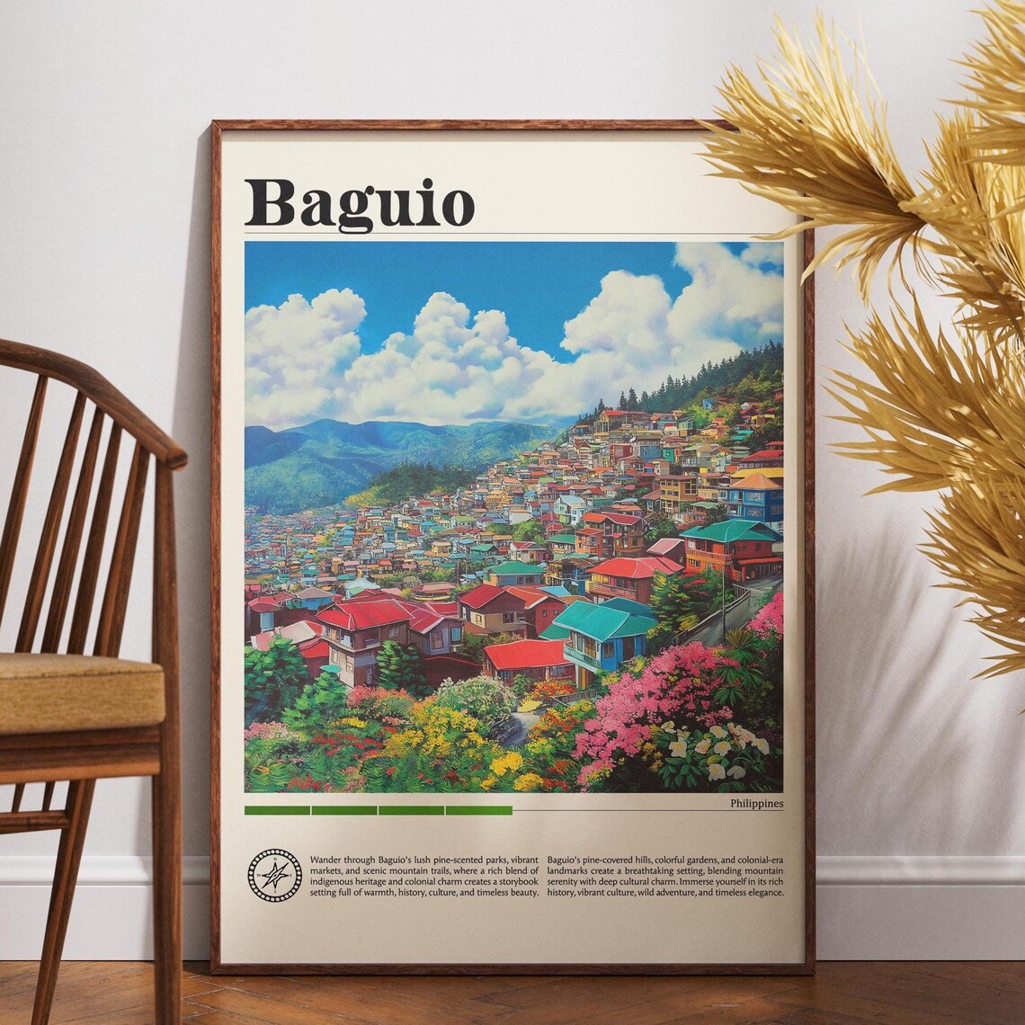 Baguio Philippines Hillside City Flowers Mountain Travel Poster