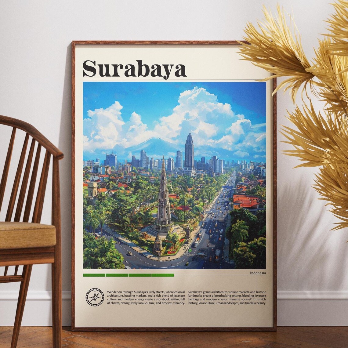Surabaya Travel Poster, Indonesia Wall Art Decor
