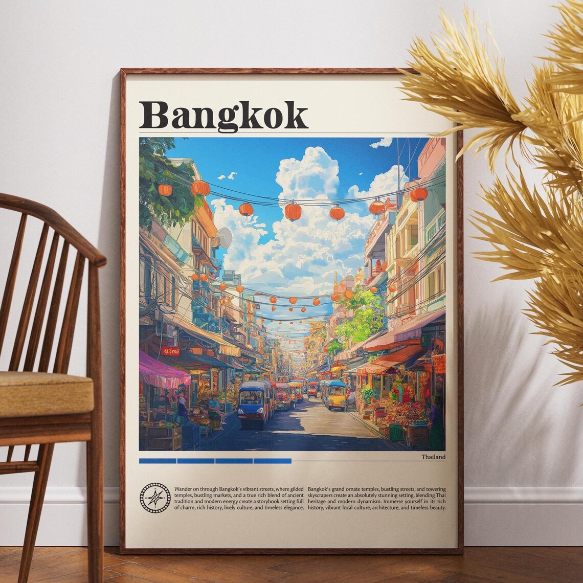 Bangkok Thailand Chinatown Lantern Street Festival Retro Travel Poster