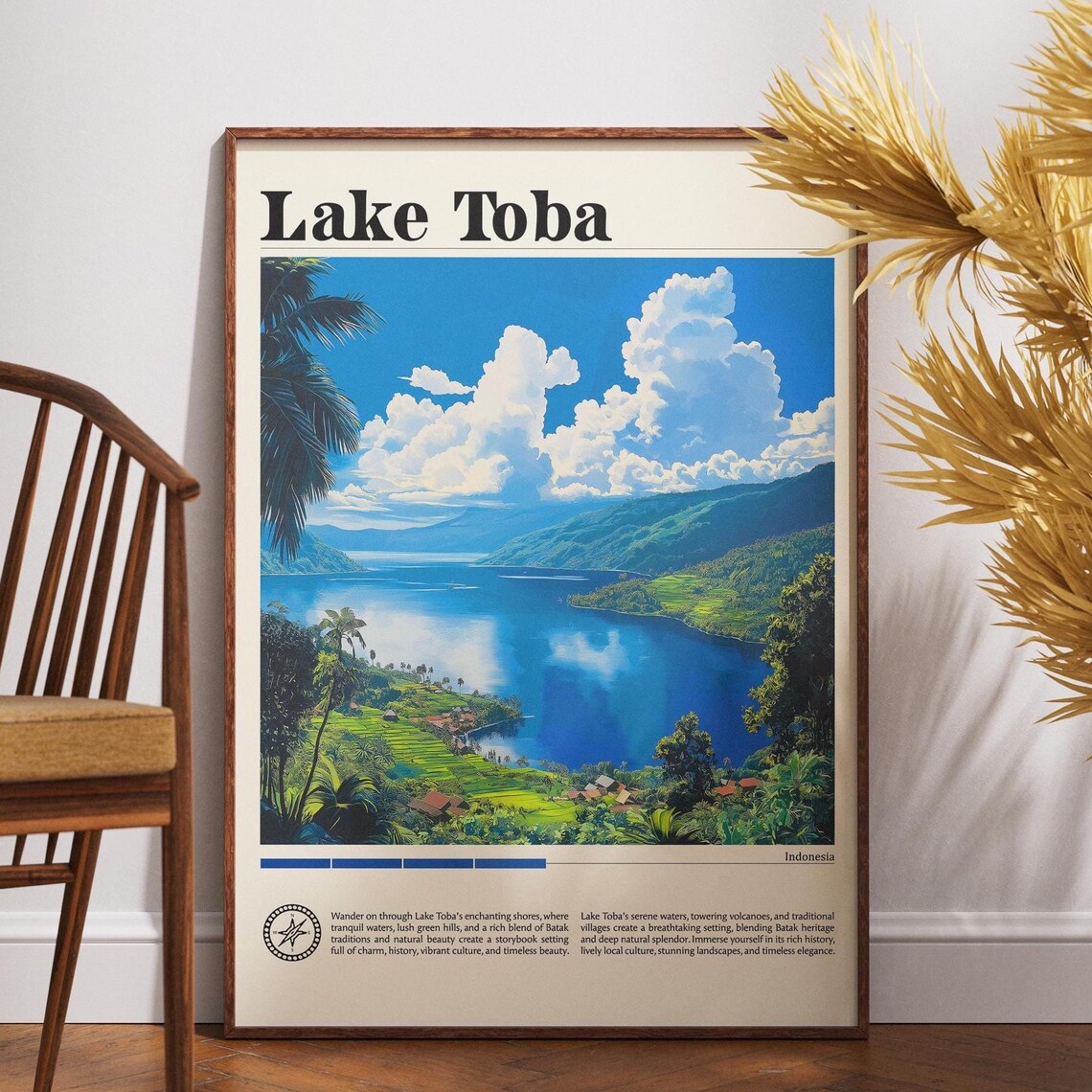 Lake Toba Sumatra Indonesia Volcanic Lake Vintage Travel Poster