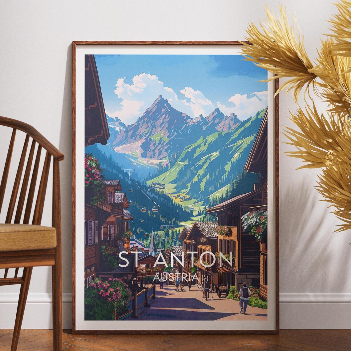 St. Anton Austria Mountain Village Street Alpine View Travel Poster