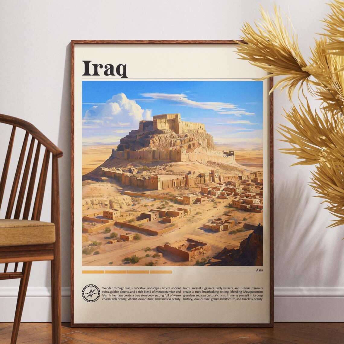 Iraq Ancient Desert Citadel Ruins Asia Travel Vintage Wall Art