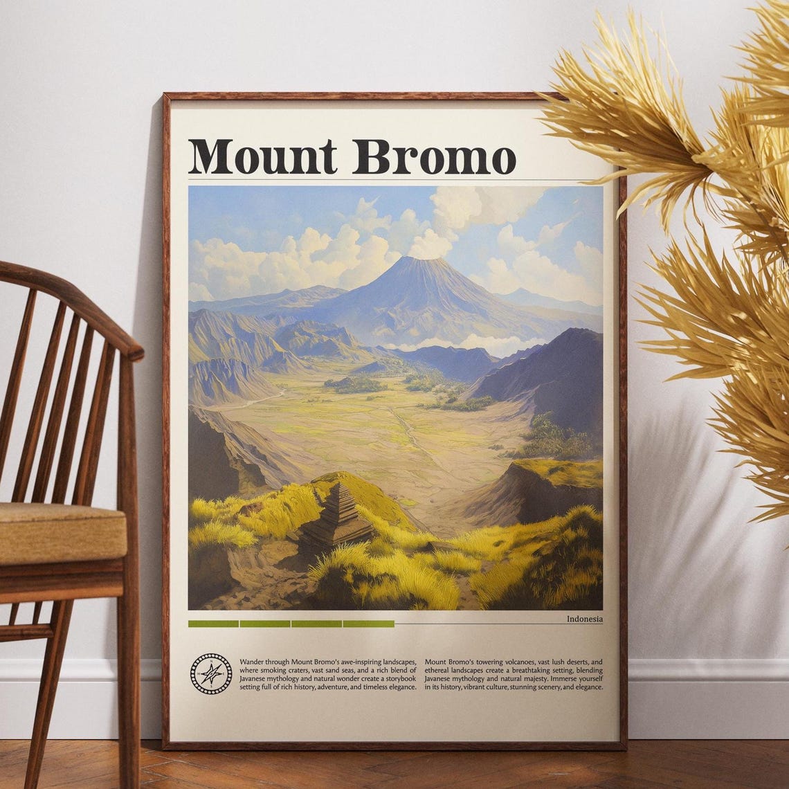 Mount Bromo Travel Poster, Java Decor