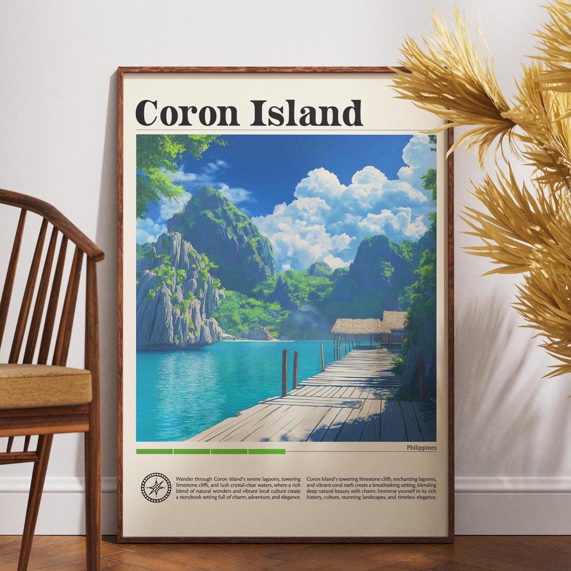 Coron Island Philippines Limestone Lagoon Tropical Travel Poster Art