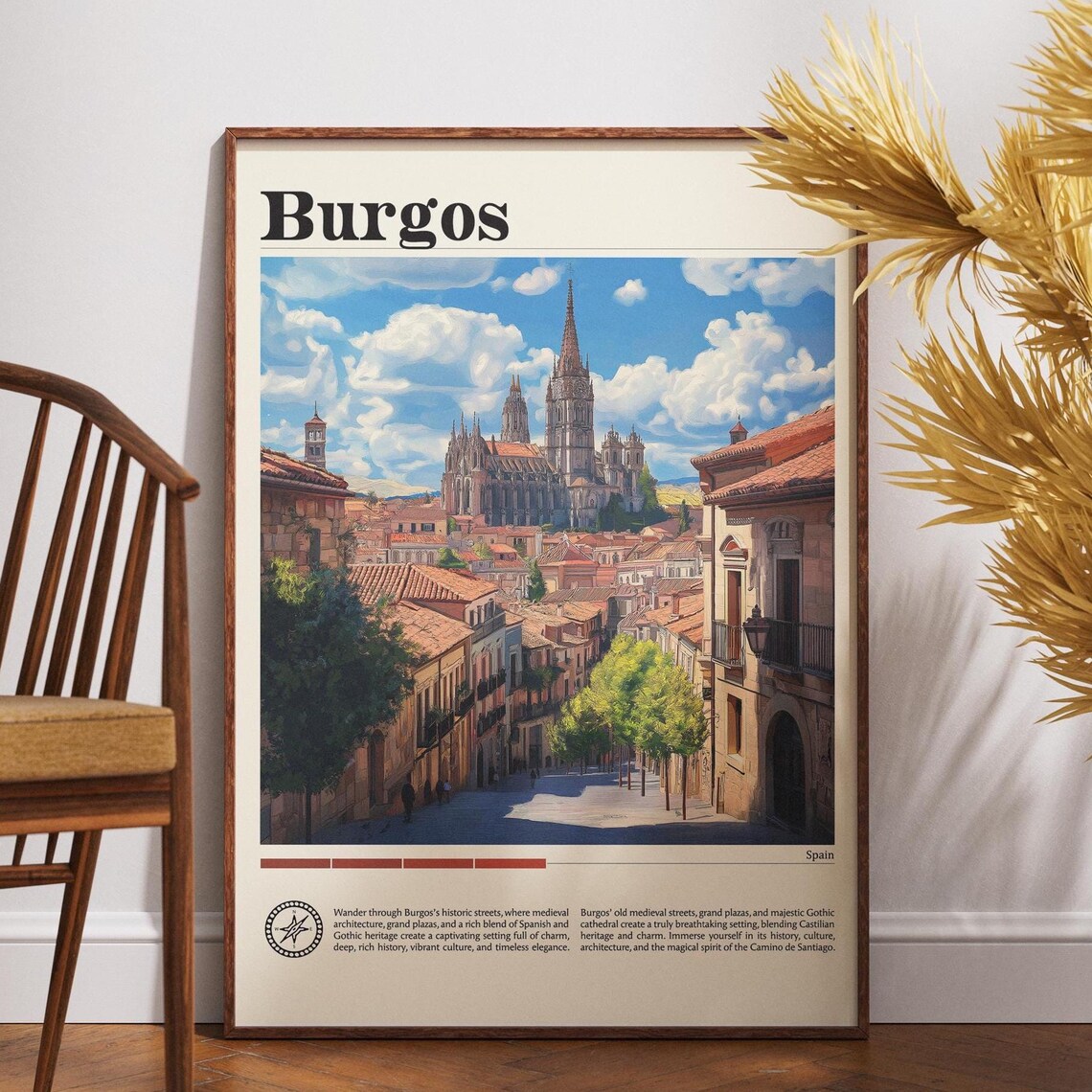 Burgos Spain Gothic Cathedral Old Town Street View Travel Poster