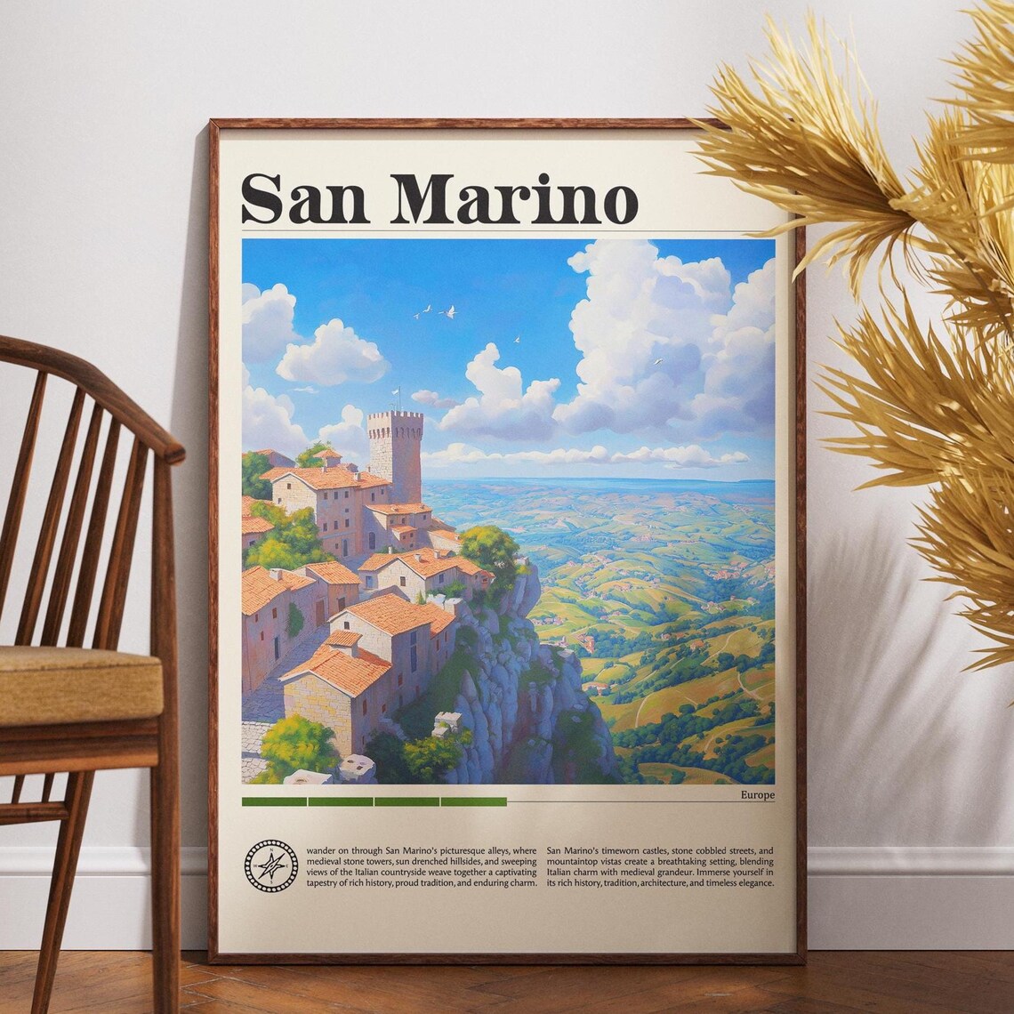 San Marino Europe Guaita Tower Medieval Village Vintage Travel Poster