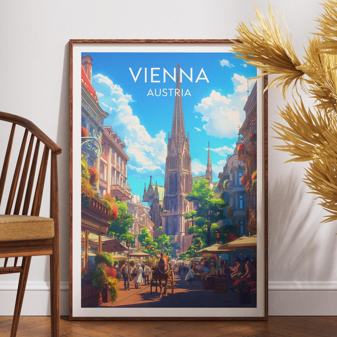 Vienna Austria Cathedral Square Old Town Scene Travel Poster