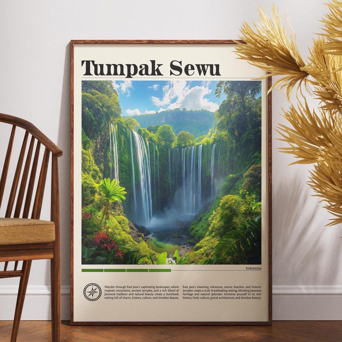 Tumpak Sewu Indonesia East Java Waterfall Jungle Travel Poster