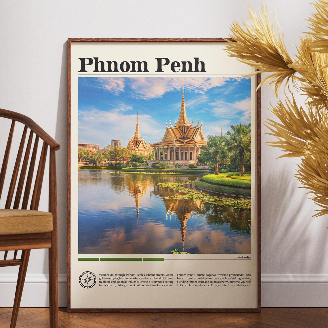 Phnom Penh Cambodia Royal Palace Golden Spires Travel Poster