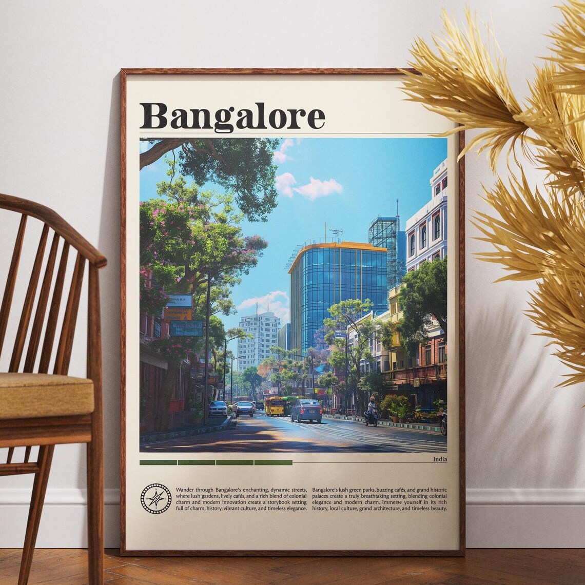 Bangalore India Vintage Travel Poster Bustling Street Garden City Art
