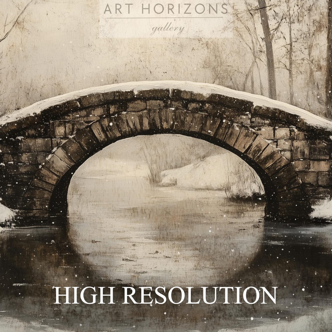 Snowy Bridge Winter Landscape Print Vintage Christmas Wall Art Cottagecore Oil Painting Art Holiday Seasonal Decor Print A106 - Image 4