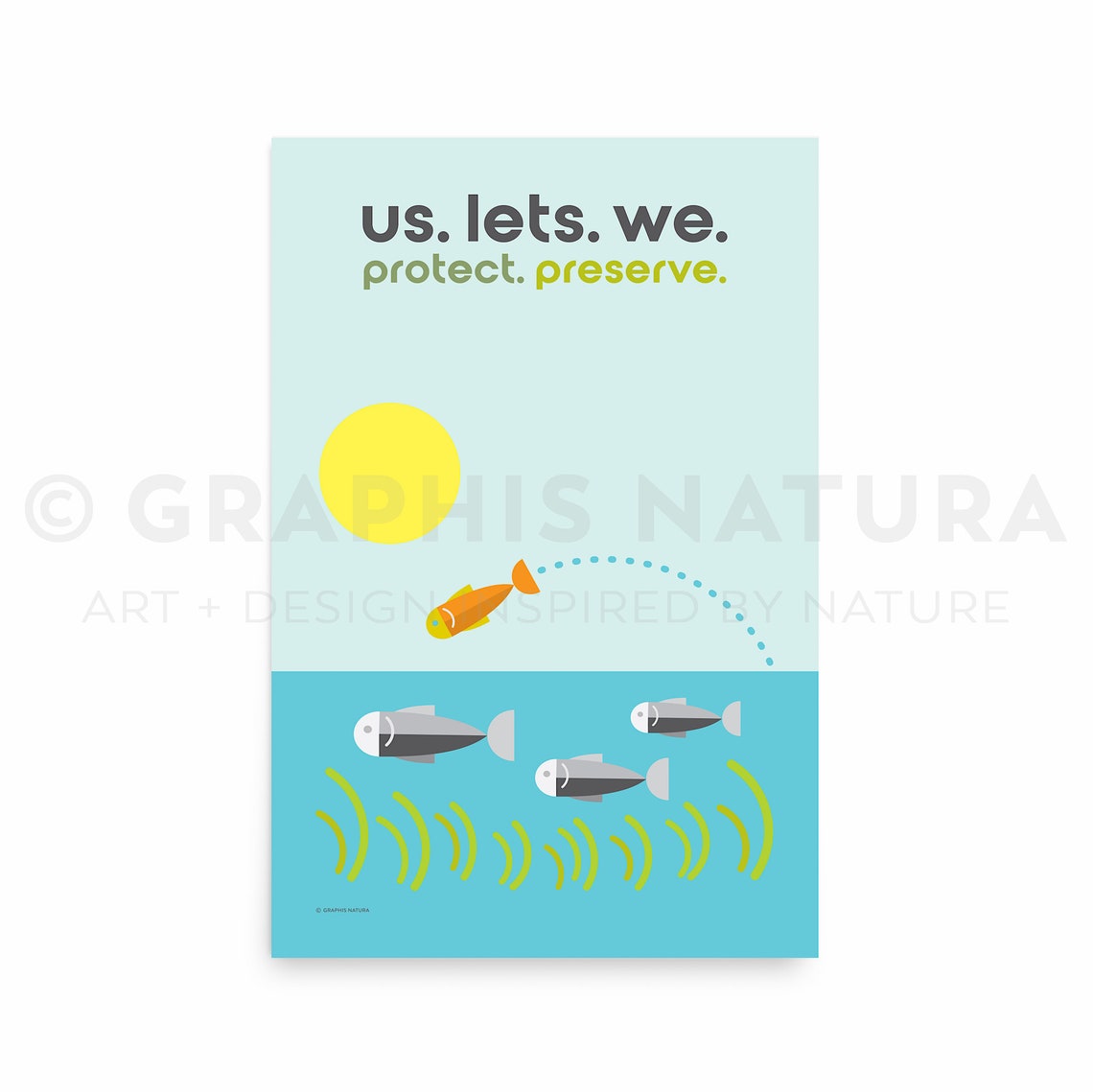 Protect Preserve Leaping Fish Conservation Wildlife Scene Poster - Image 4