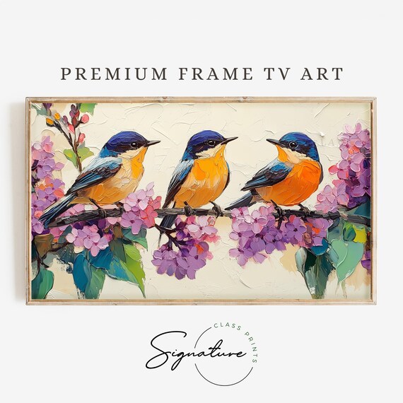 Warblers Perched On Blossoming Lilac Spring Bird Frame Art Print