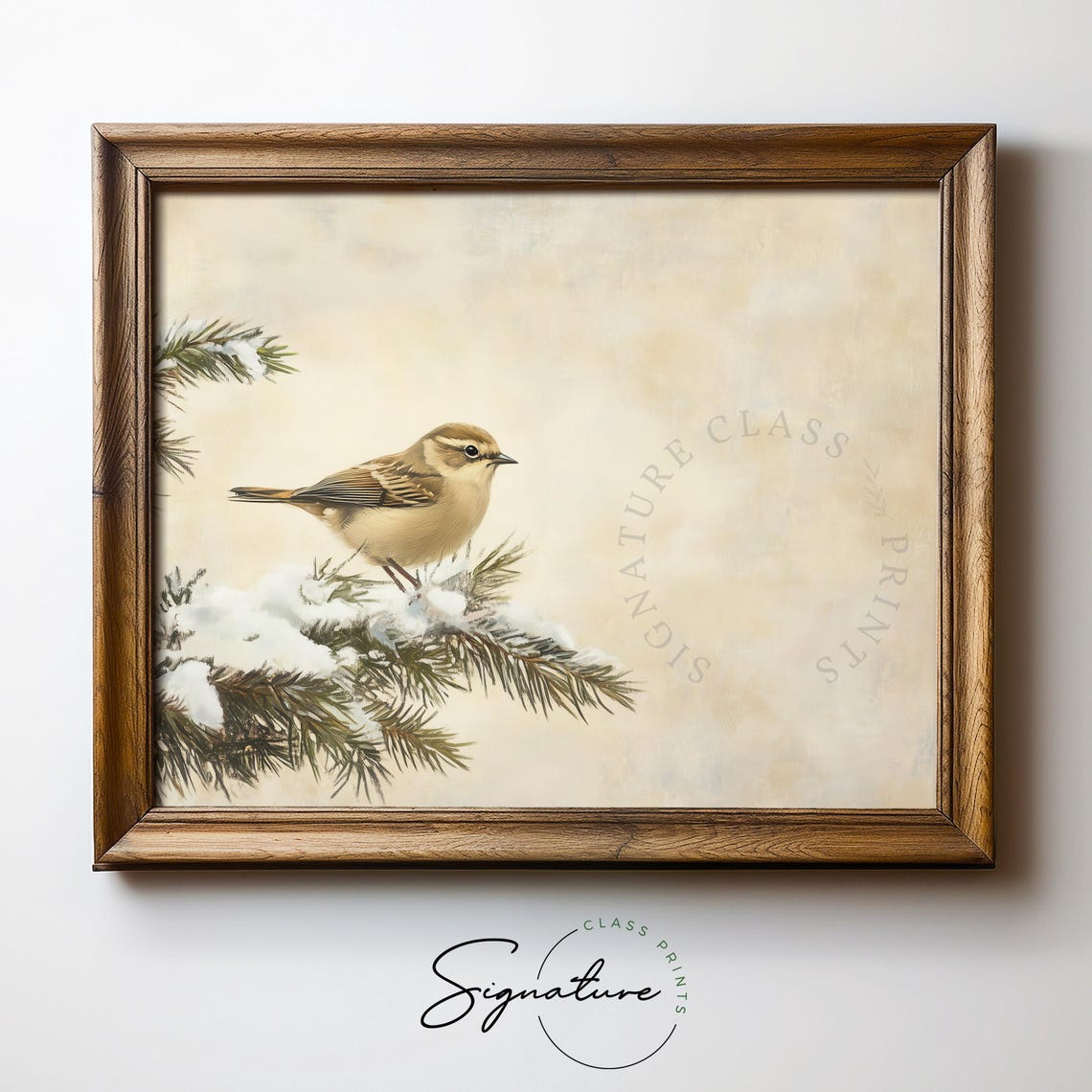 Goldcrest on Snowy Pine Branch Delicate Vintage Winter Bird Poster - Image 5
