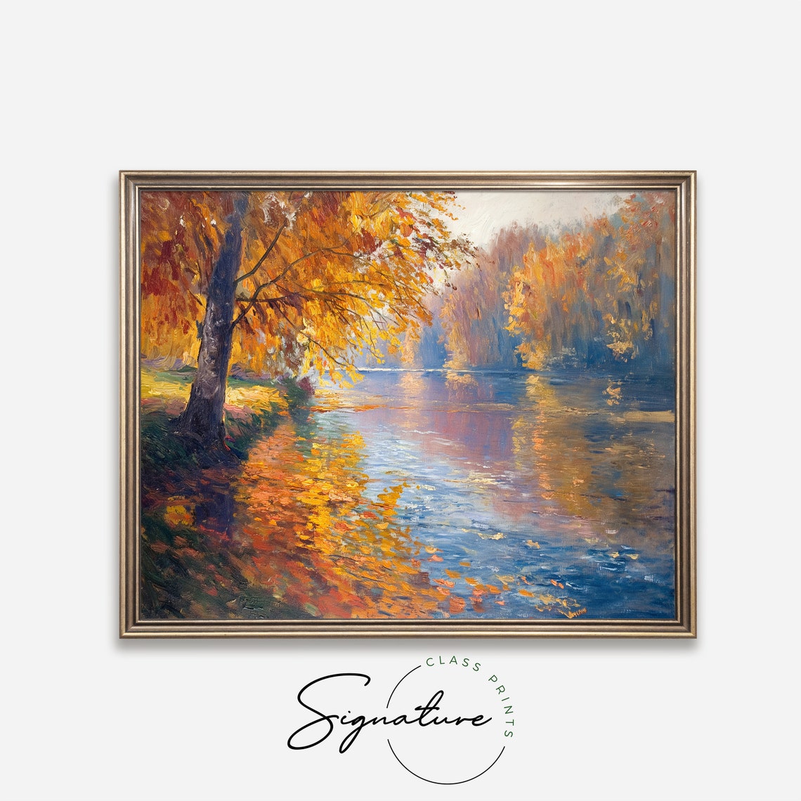 Autumn River With Golden Foliage Serene Fall Landscape Art Poster - Image 4