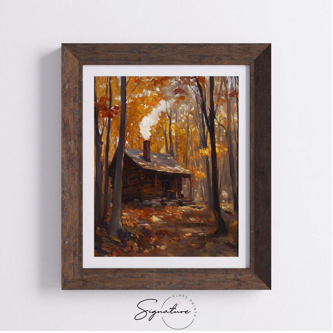 Smoky Chimney Log Cabin Autumn Forest Woodland Retreat Poster - Image 4