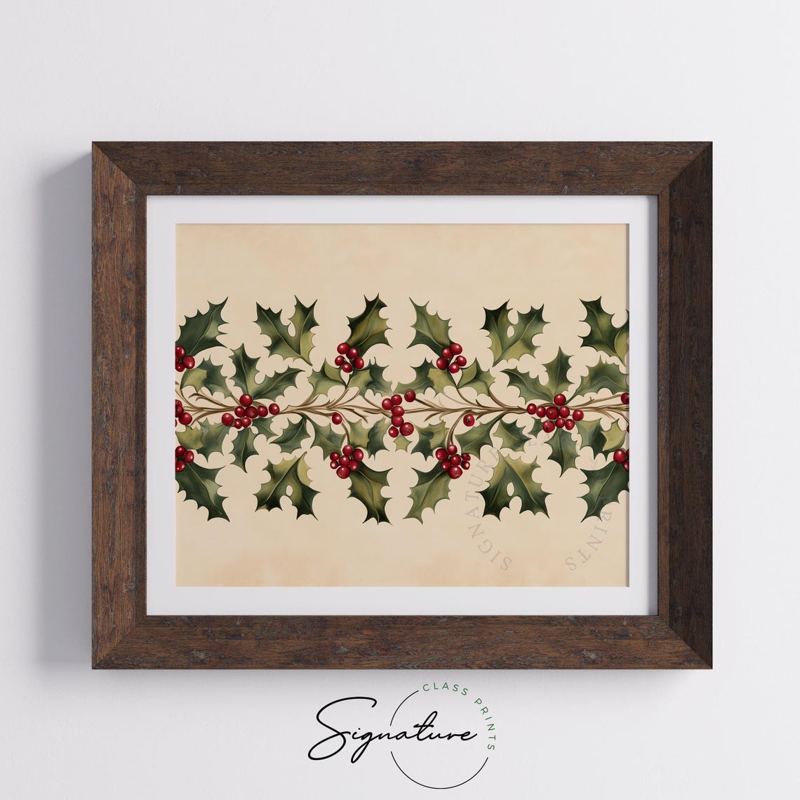 Elegant Holly Garland With Red Berries Botanical Christmas Poster - Image 5
