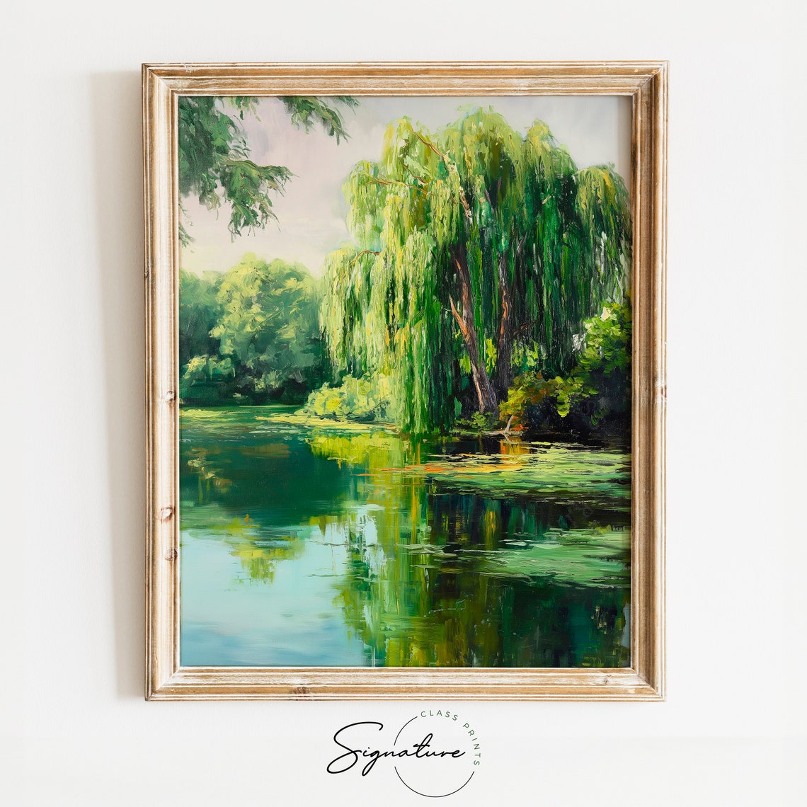 Weeping Willow Tranquil Pond Lush Green Reflection Shade Poster