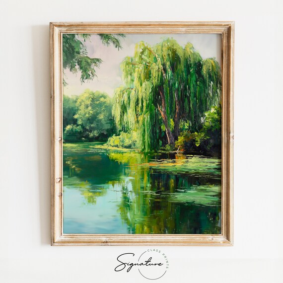 Weeping Willow Tranquil Pond Lush Green Reflection Shade Poster