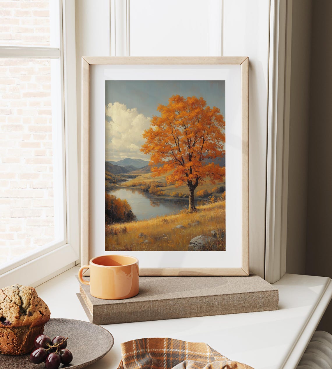 Autumn Tree River Meadow Winding Water Valley Mountains Poster - Image 6