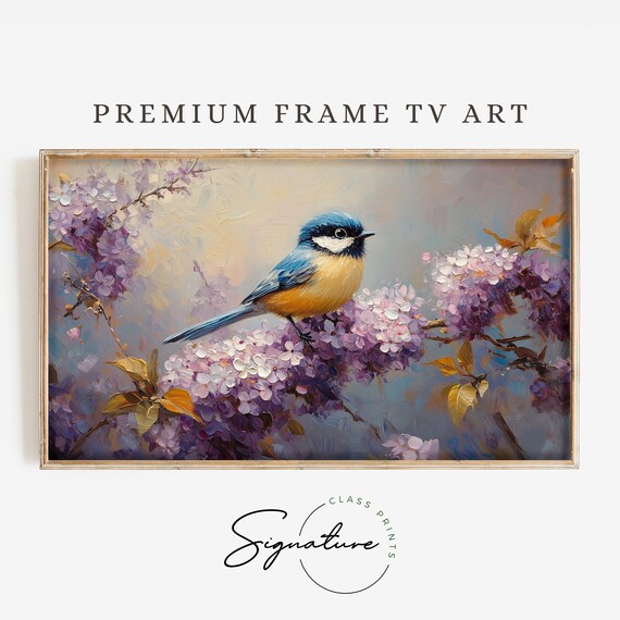 Spring Chickadee On Lilac Blossoms Pastel Bird Canvas Art Print
