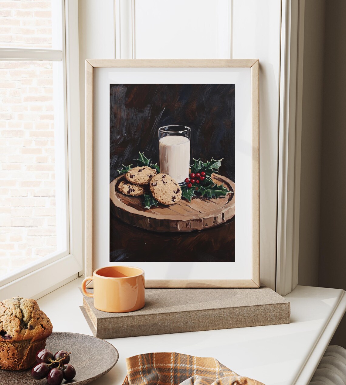 Milk And Cookies For Santa On Wooden Board Holiday Painting Poster - Image 6