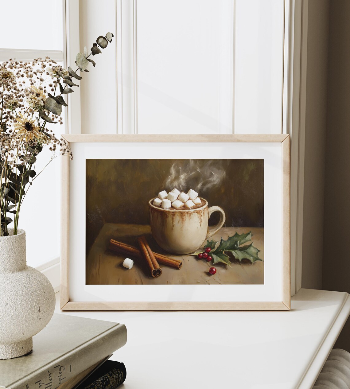 Farmhouse Hot Cocoa Mug With Holly, Christmas Art Print - Image 6