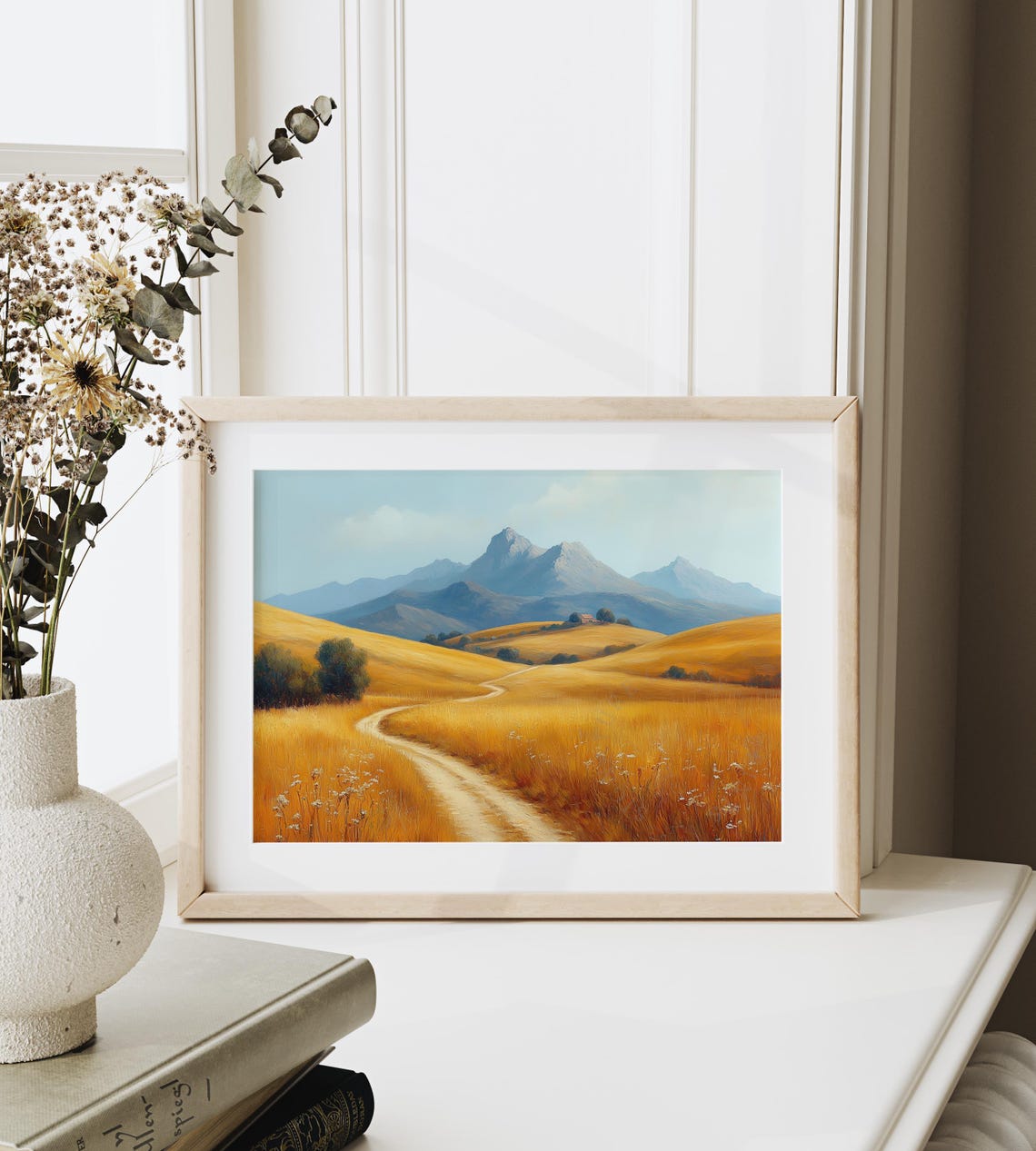 Golden Rolling Hills Mountain View Autumn Country Path Wall Art - Image 6