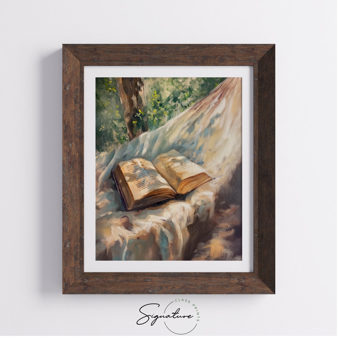 Open Book Resting on Sunlit Hammock Cozy Reading Nook Poster - Image 4