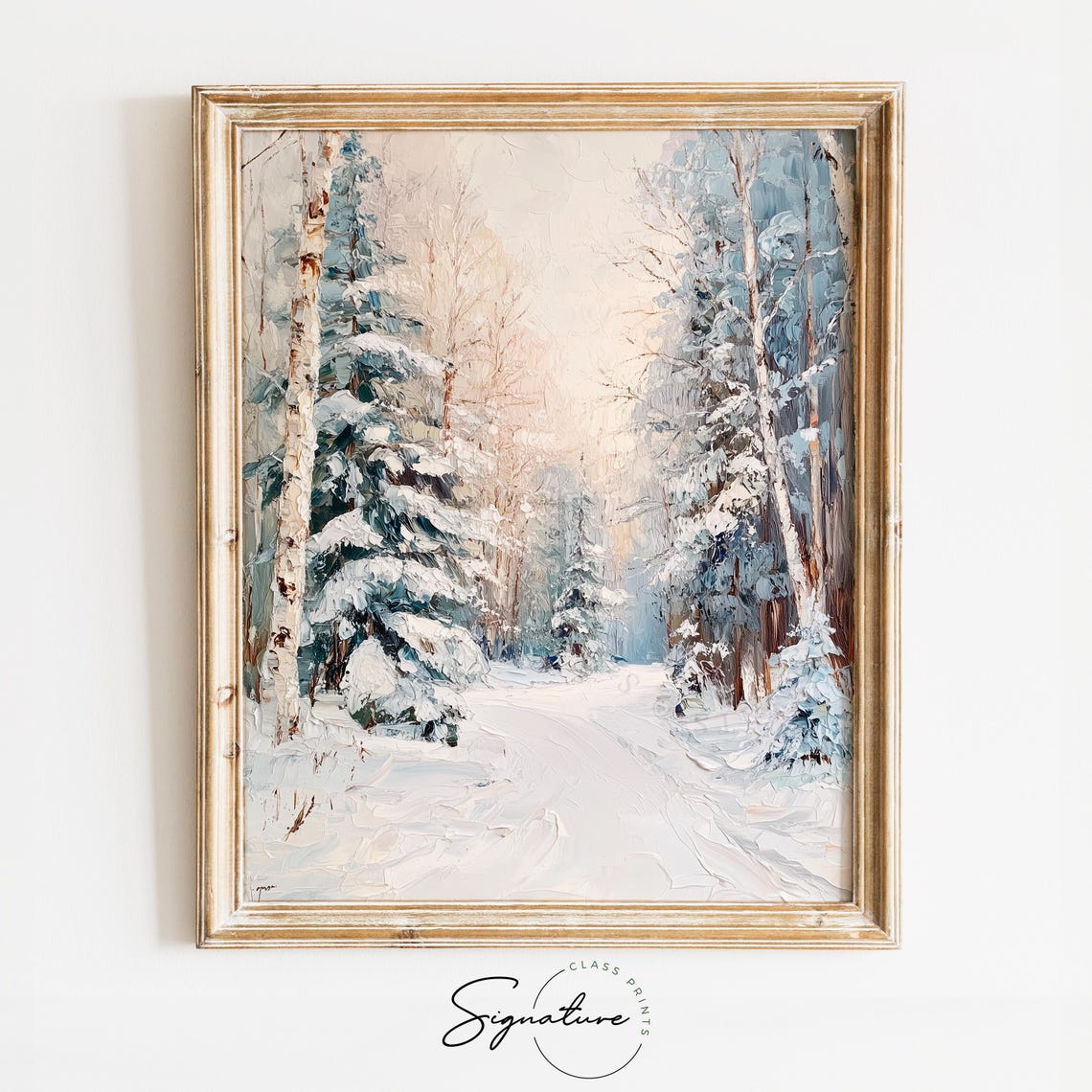 Cedar Forest With Overlapping Snowy Branches Winter Art Poster