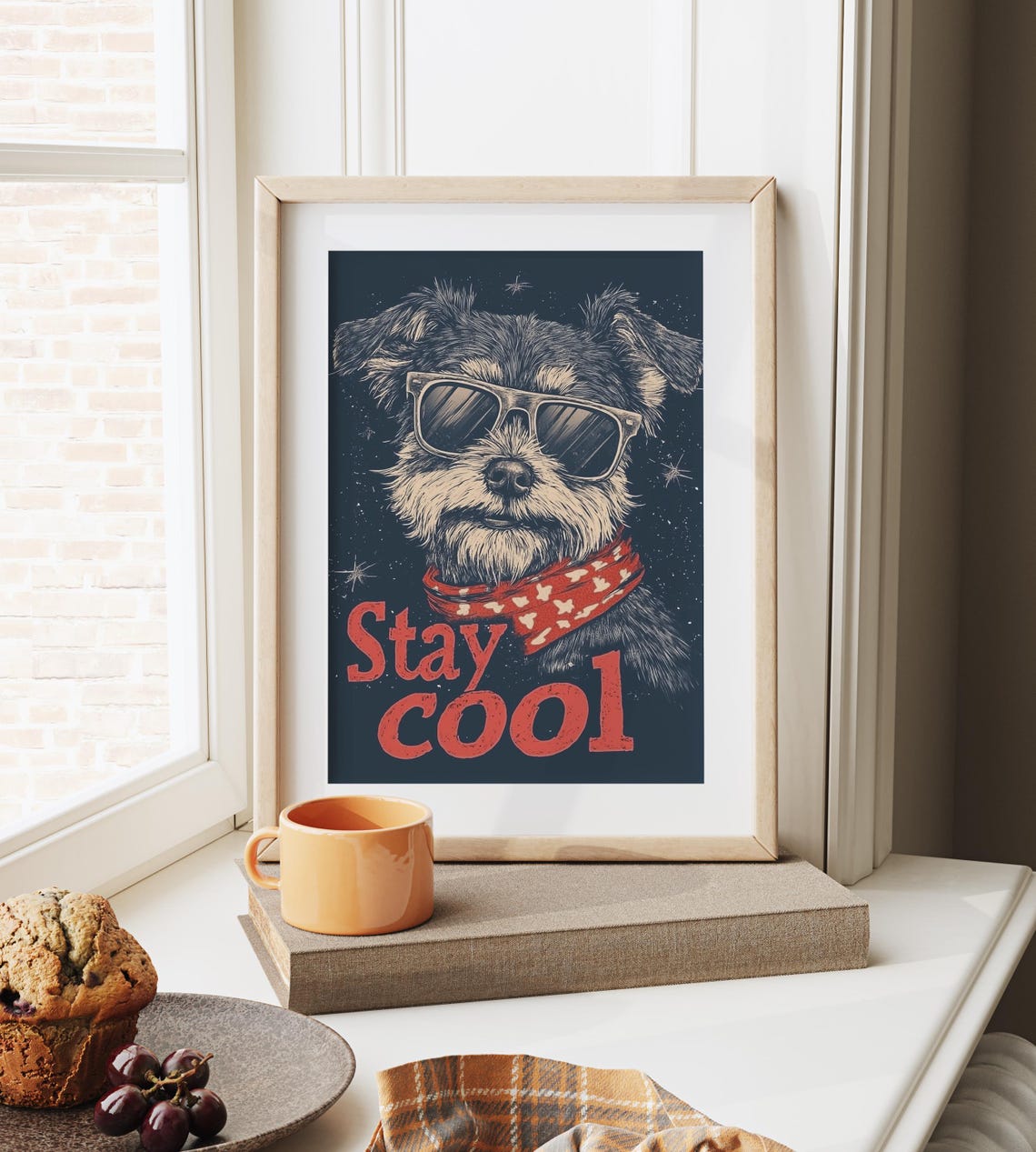 Funny Stay Cool Terrier Dog Sunglasses Retro Bandana Dog Poster - Image 6